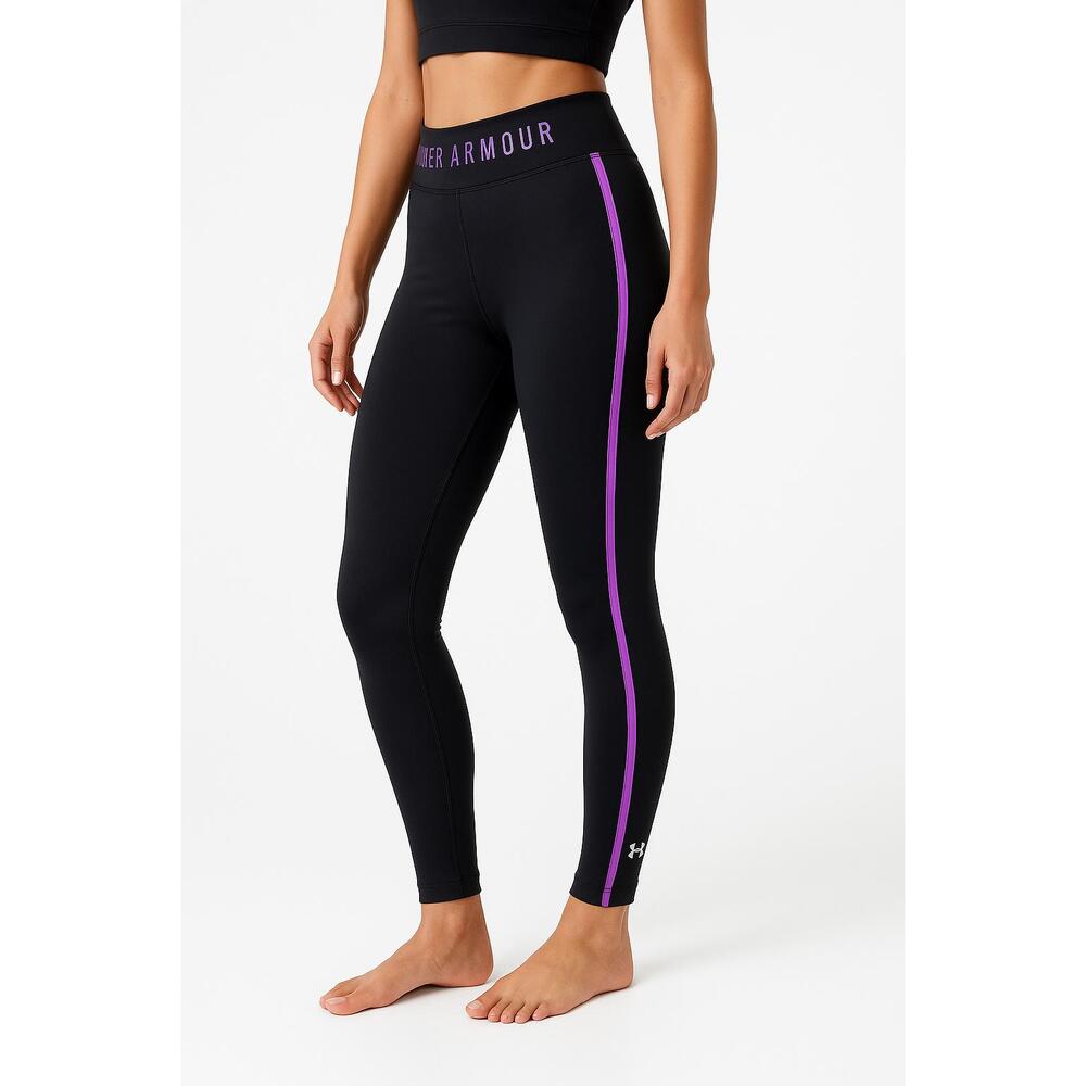 Under Armour Leggings Womens Size M Black High Waist Pink Stripe Athleisure